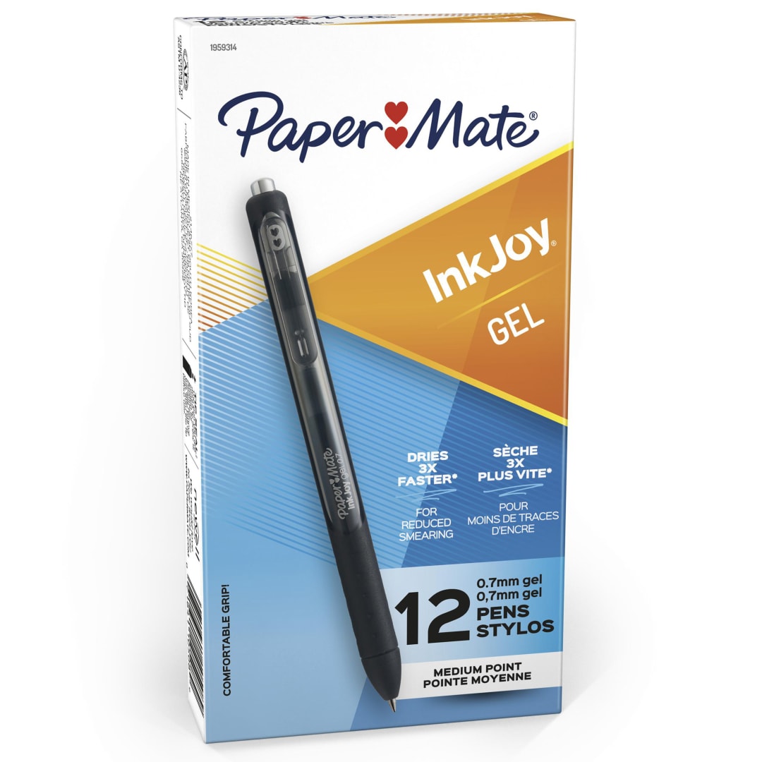 Paper Mate® InkJoy® Pens, Gel Pens, Medium Point (0.7 mm), Black, 12 Count