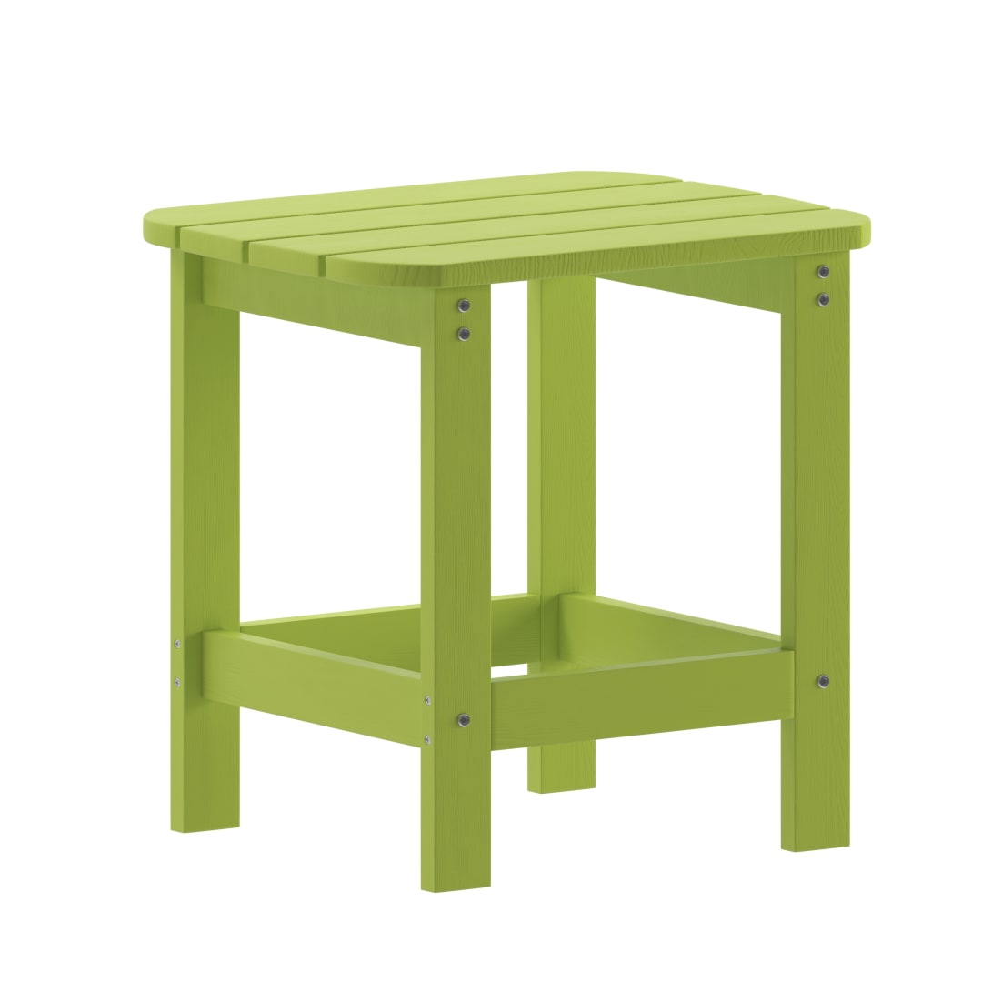 Charlestown Tiered Commercial Poly Resin Adirondack Side Table - Lime Green - All-Weather - Indoor/Outdoor
