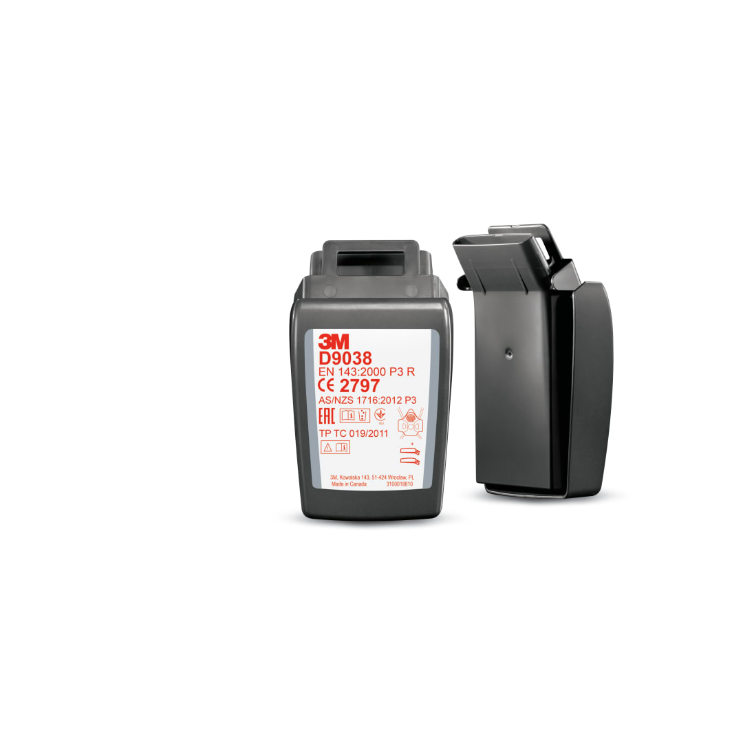 3M™ Secure Click™ Partikül Filtresi, Hidrojen Florür ve Kirlilik Seviyesi Organik Buhar ve Asit Gazı Gidericili, Sert Kılıflı, P3 R, D9038