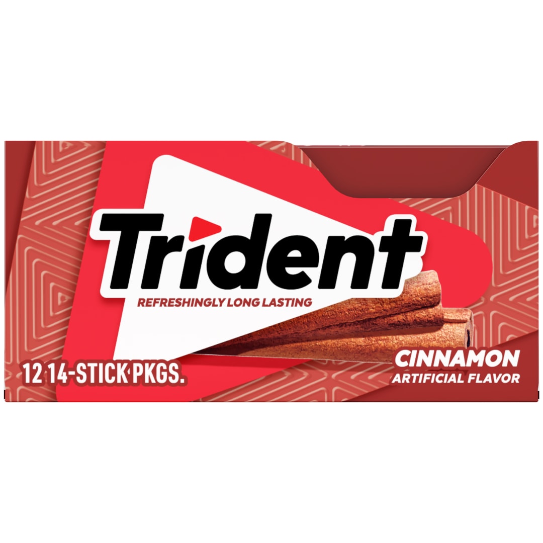 Trident Sugar Free Chewing Gum Cinnamon 14 pc Singles - 12 Pack