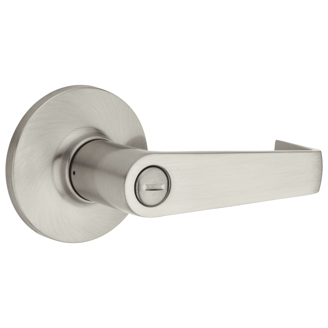 Carson Round Bed/Bath Lever in Satin Nickel with Microban Protection