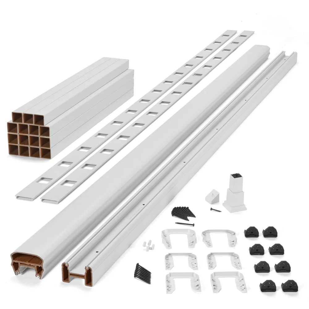 8-ft x 36-in Transcend Stair Rail Kit with Composite Balusters - Classic White Full Span