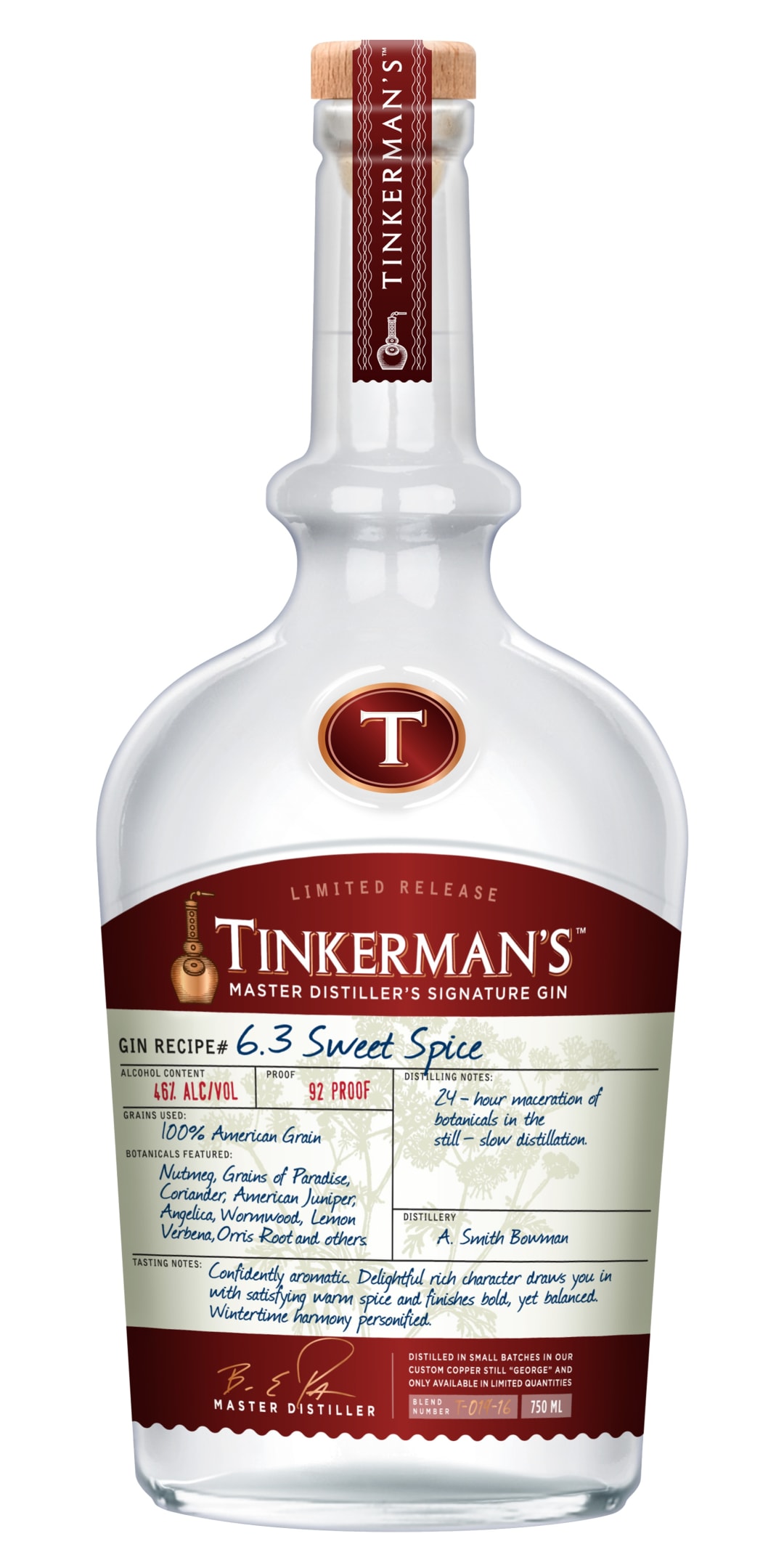 Tinkerman's Sweet Spice Master Distiller's Signature Gin 750ml 92 Proof