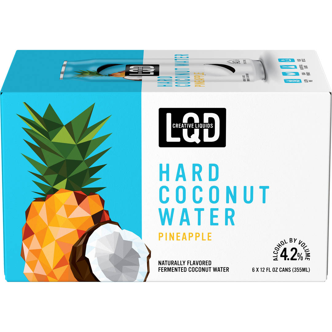 LQD Creative Liquids Pineapple Hard Coconut Water, 6 Pack 12 fl. oz. Cans