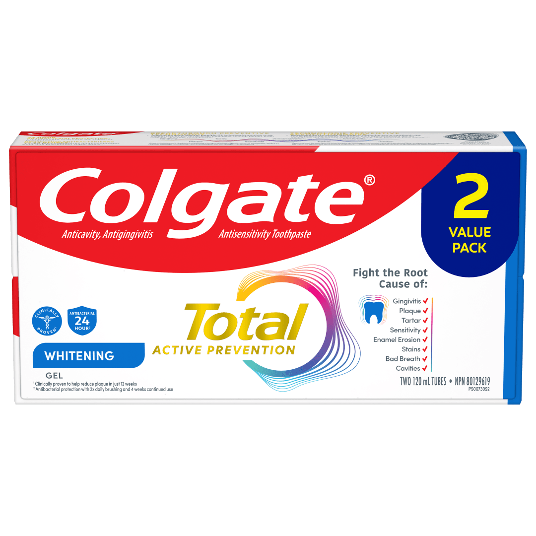 Colgate Total Active Prevention Whitening Toothpaste, Mint, 2 Pack, 120 mL