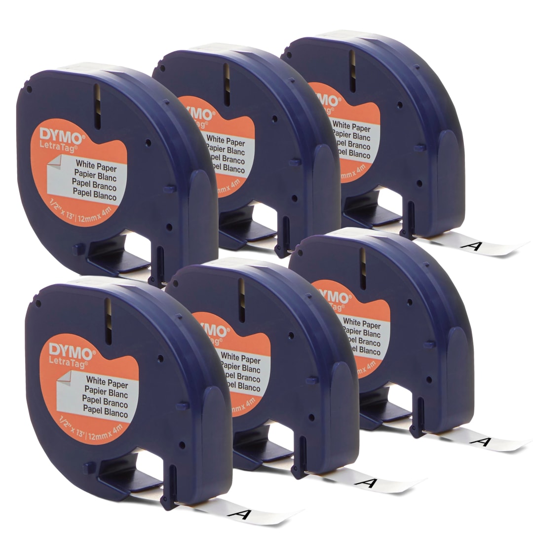 DY LT 1/2" WHT PAPER TAPE 6PK