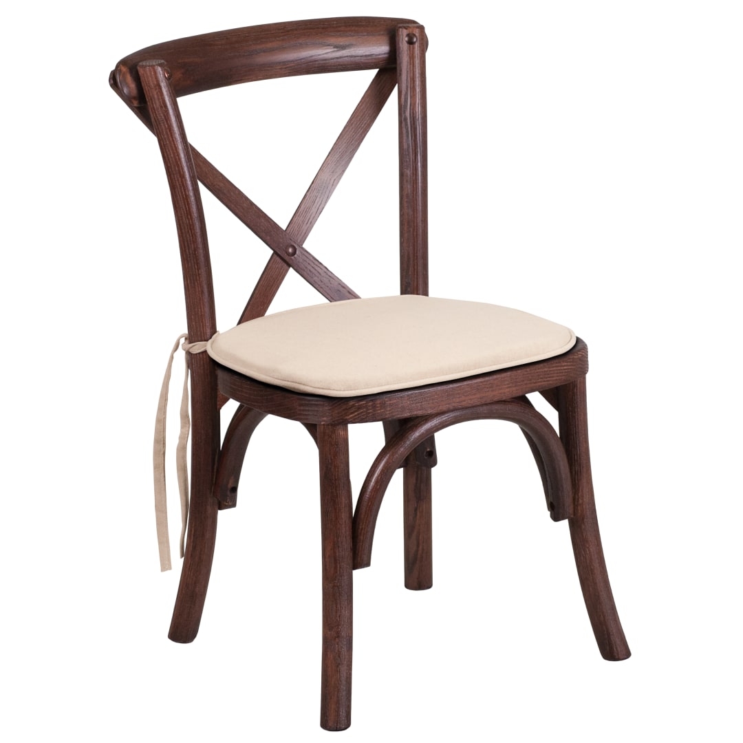 HERCULES Series Stackable Kids Mahogany Wood Cross Back Chair with Cushion