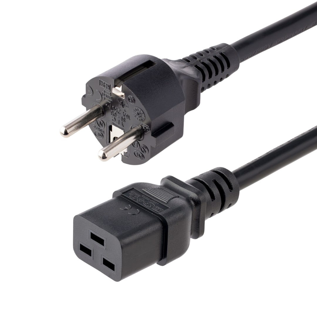 2m AC Power Cord - Schuko CEE7 to C19 Power Cable