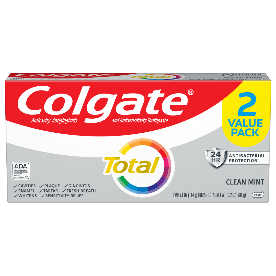 Colgate Total Clean Mint Toothpaste, Mint Toothpaste, 5.1 oz Tube, 2 Pack