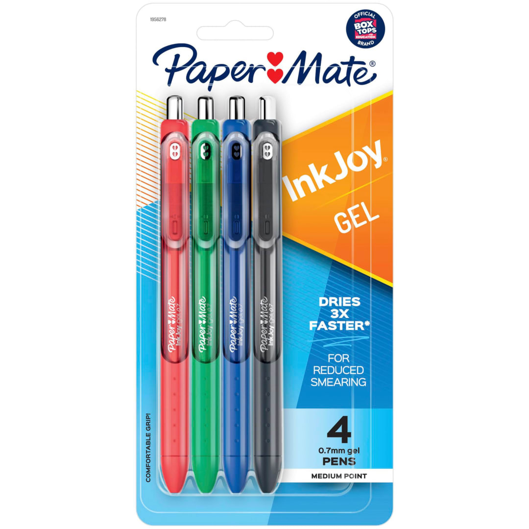 Paper Mate® InkJoy® Pens, Gel Pens, Medium Point (0.7mm), Assorted, 4 Count