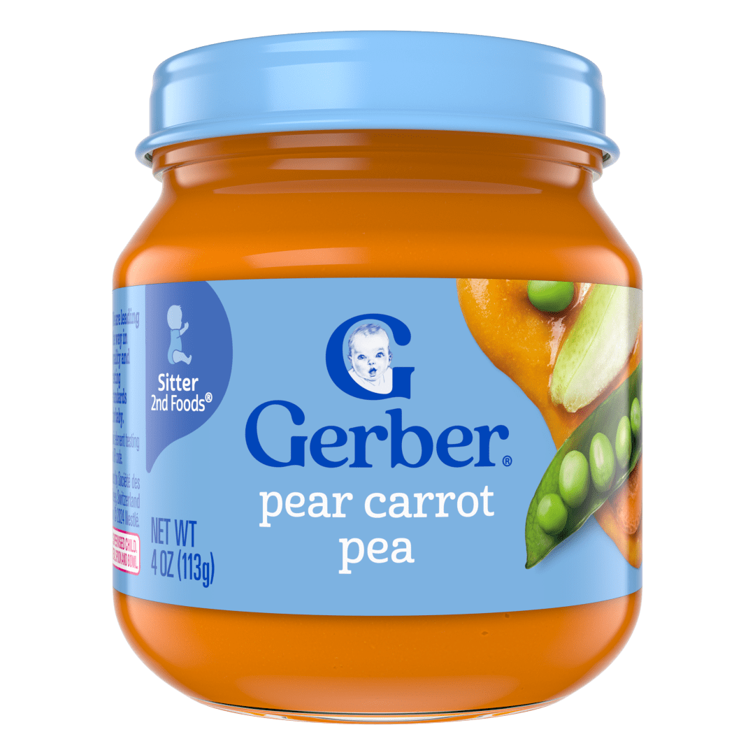 Gerber Stage 2 Baby Food, Pear Carrot Pea Jar, Fruit & Veggie Puree, Baby Puree