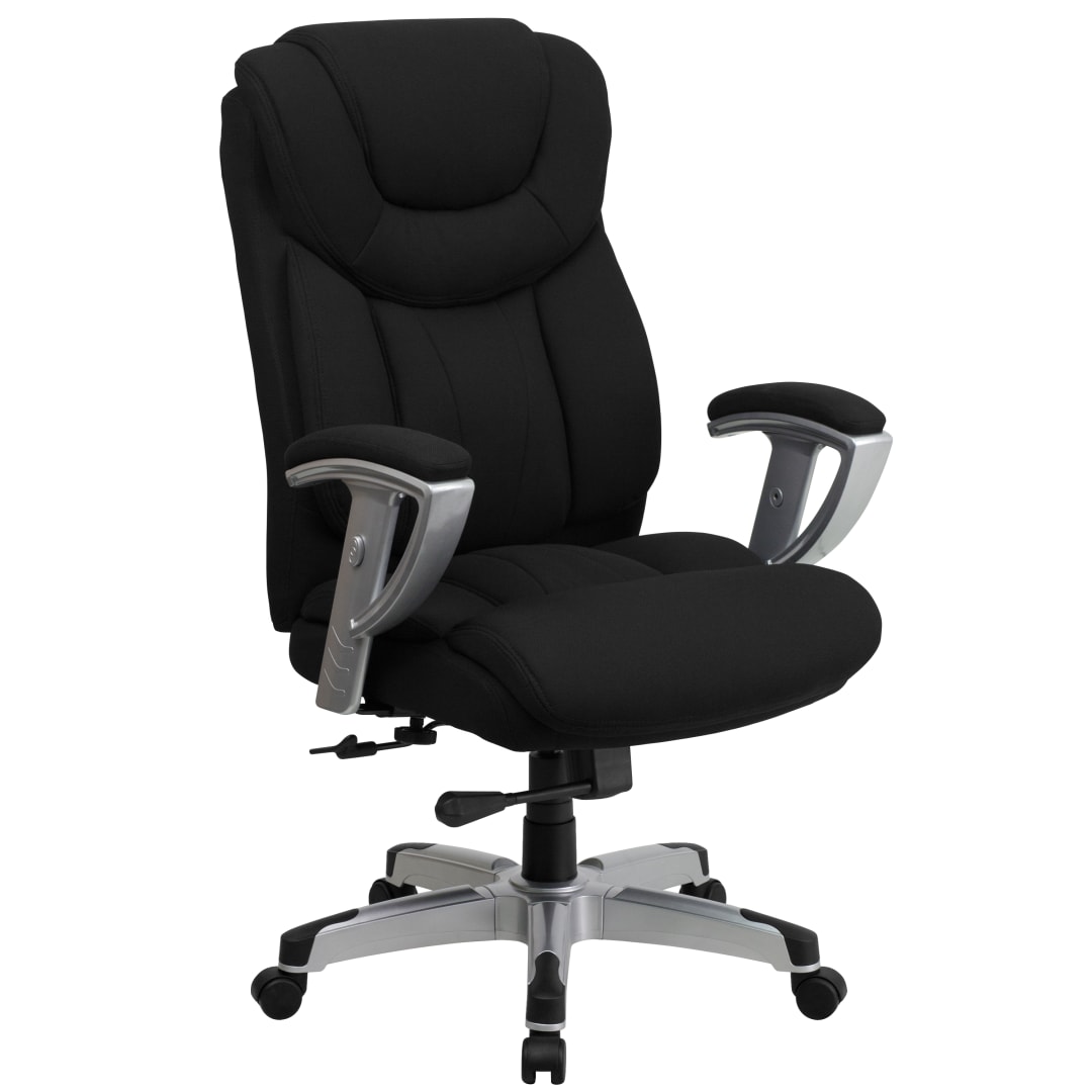 HERCULES Series Big &amp; Tall 400 lb. Rated Black Fabric Executive Ergonomic Office Chair with Silver Adjustable Arms