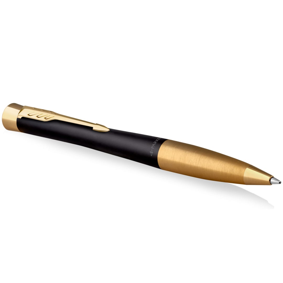 Parker Urban Twist Bolígrafo | Negro Tenue con Detalles Dorados | Punta Mediana con Tinta Azule | Caja Para Regalo