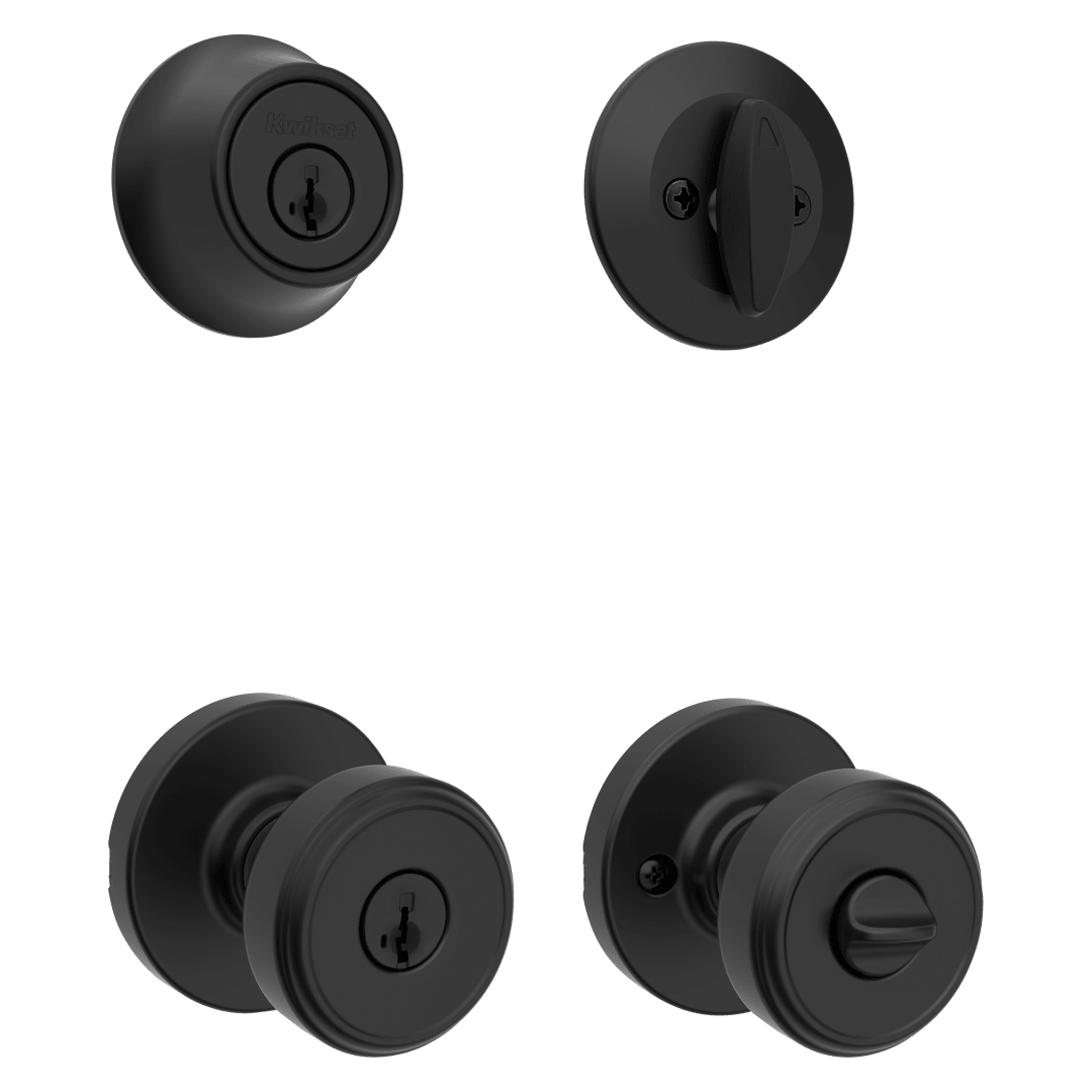 690 Maven Keyed Entry Knob and Single Cylinder Deadbolt Combo Pack featuring SmartKey Security™ in Matte Black