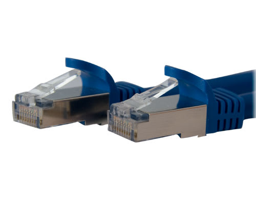 50 ft Cat 6a Blue Shielded Molded 10 Gigabit RJ45 STP Cat6a Patch Cable
