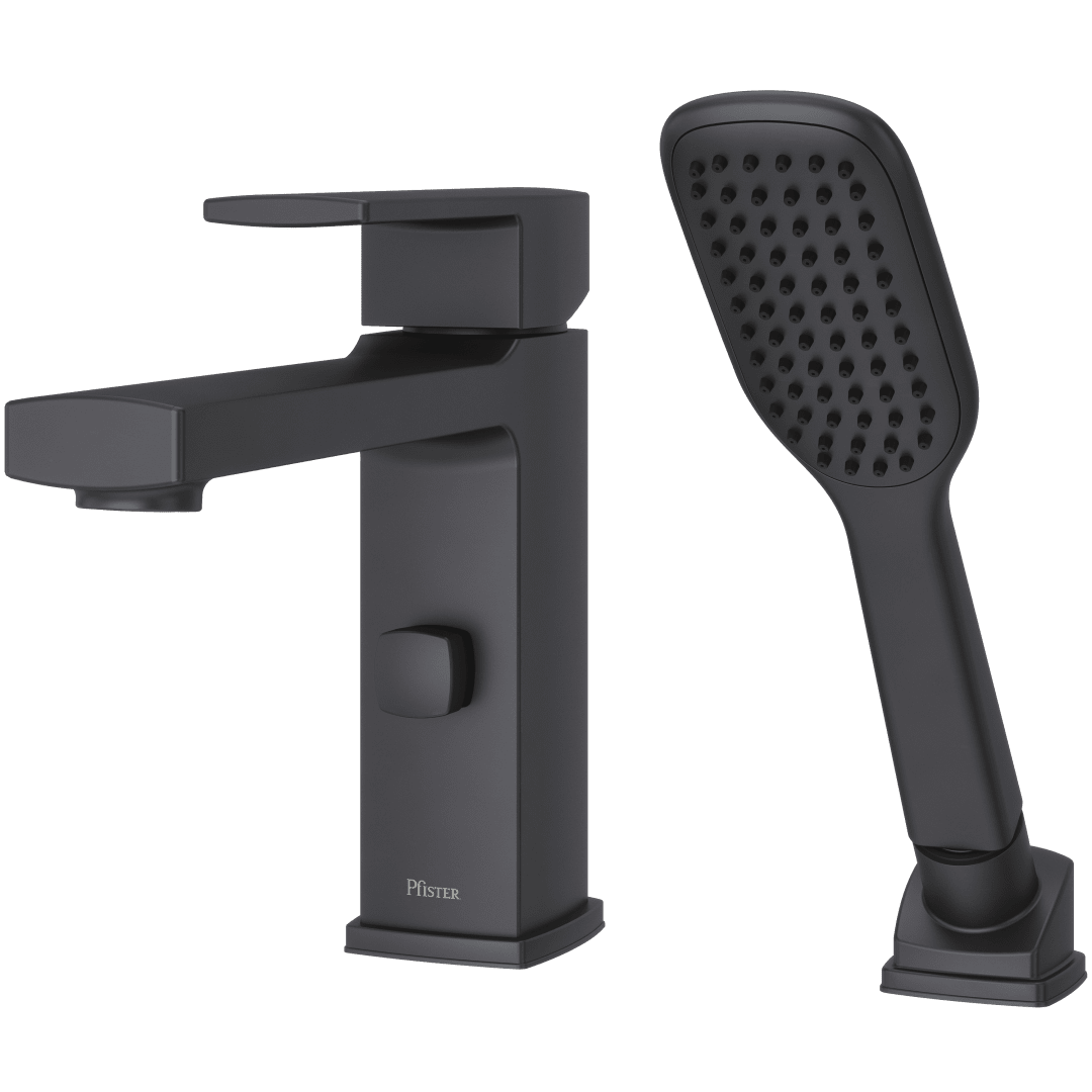 Deckard Single Handle Complete Roman Tub Trim with Handheld Shower in Matte Black