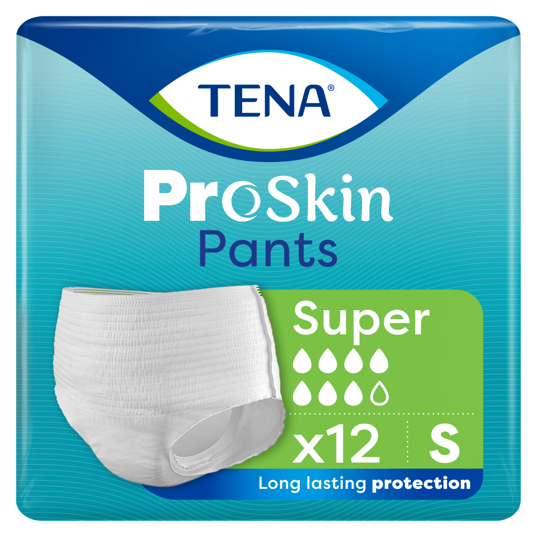 TENA ProSkin Pants Super – Disposable Incontinence Pants for Moderate to Heavy Leakage with Fast Absorption, Odour Control &amp; Triple Skin Protection - Small, Pack of 12