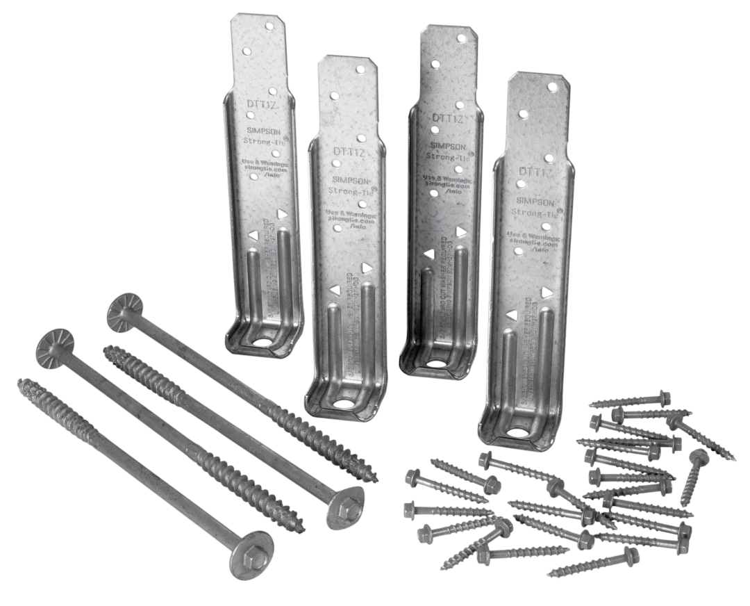 Simpson Strong-Tie DTT1Z-KT DTT1Z® ZMAX® Galvanized Deck Tension Tie Kit for 2x with Screws (4-Qty) (Pack of 4)