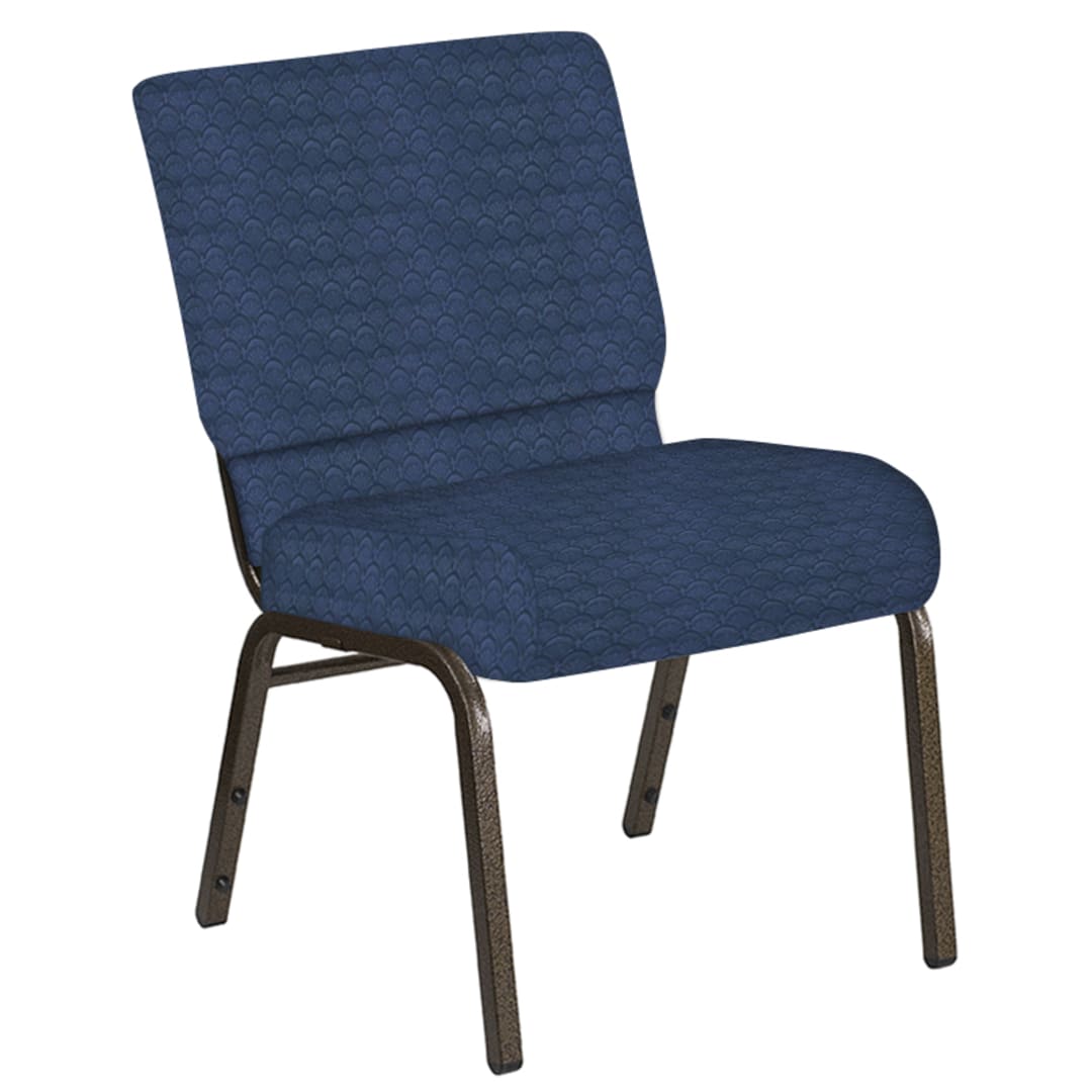 Embroidered 21''W Church Chair in Arches Navy Fabric - Gold Vein Frame