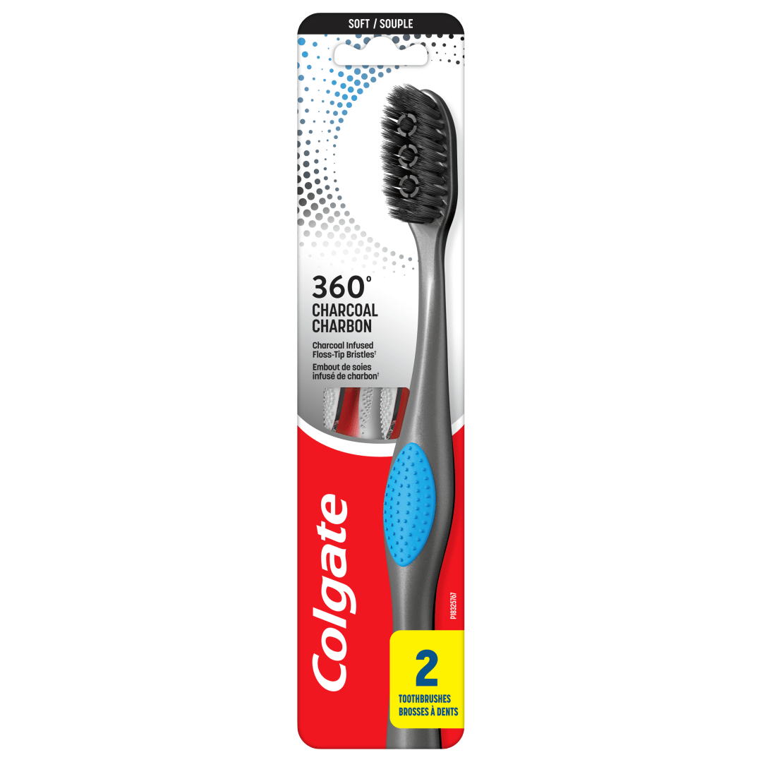 Brosse à dents Colgate 360° Anthracite, brosses à dents souples pour adultes, paquet de 2