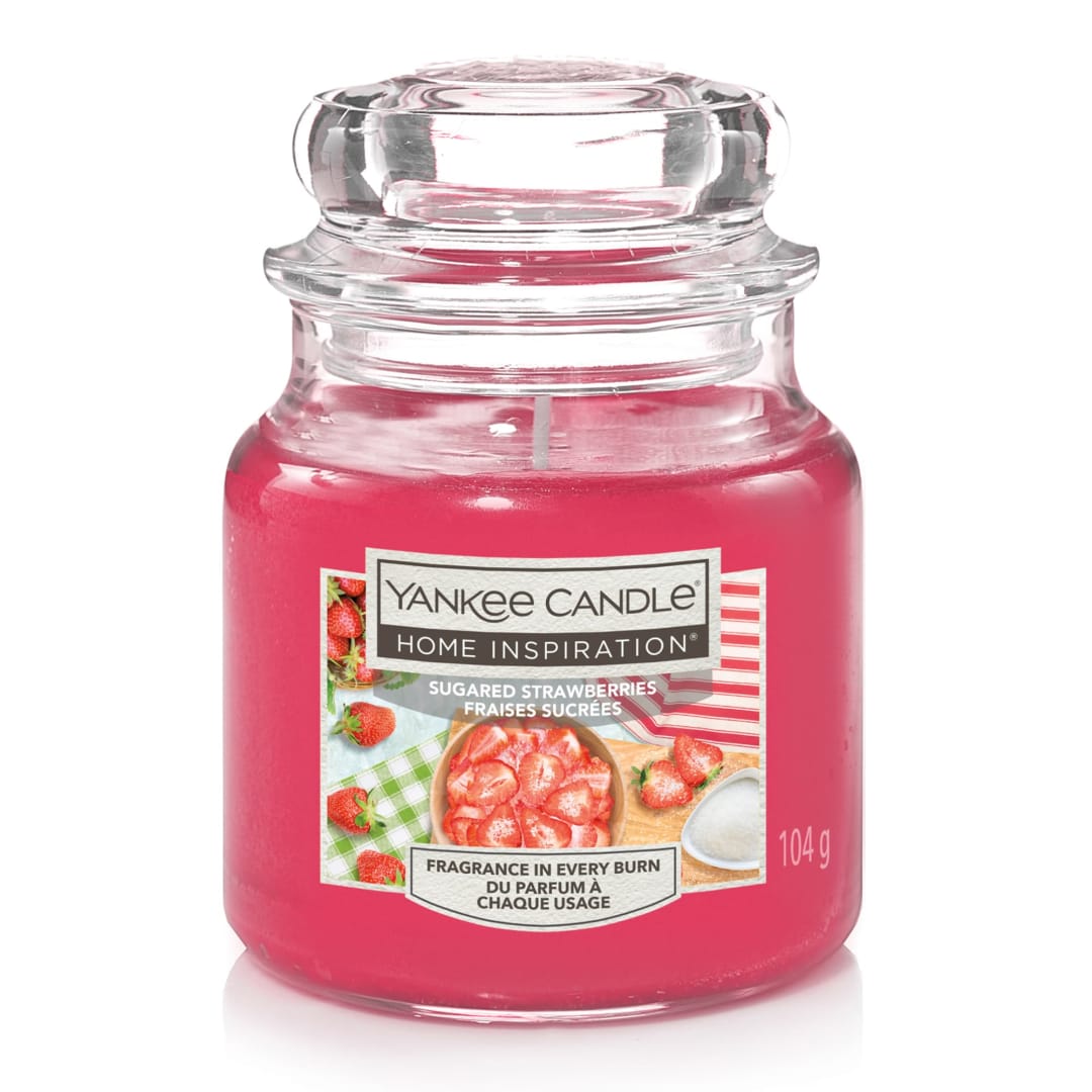 Yankee Candle® Home Inspiration Scented Candle | Sugared Strawberries Small Jar Candle | Burn Time: Up to 30 Hours