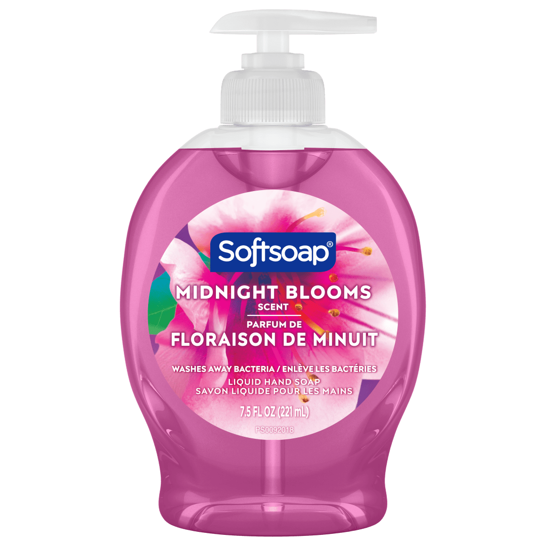 Softsoap Liquid Hand Soap, Bathroom & Kitchen Hand Soap, Paraben-Free, Washes Away Bacteria, #1 Liquid Hand Soap Brand, Midnight Blooms Scent, 7.5 fl oz Pump Bottle