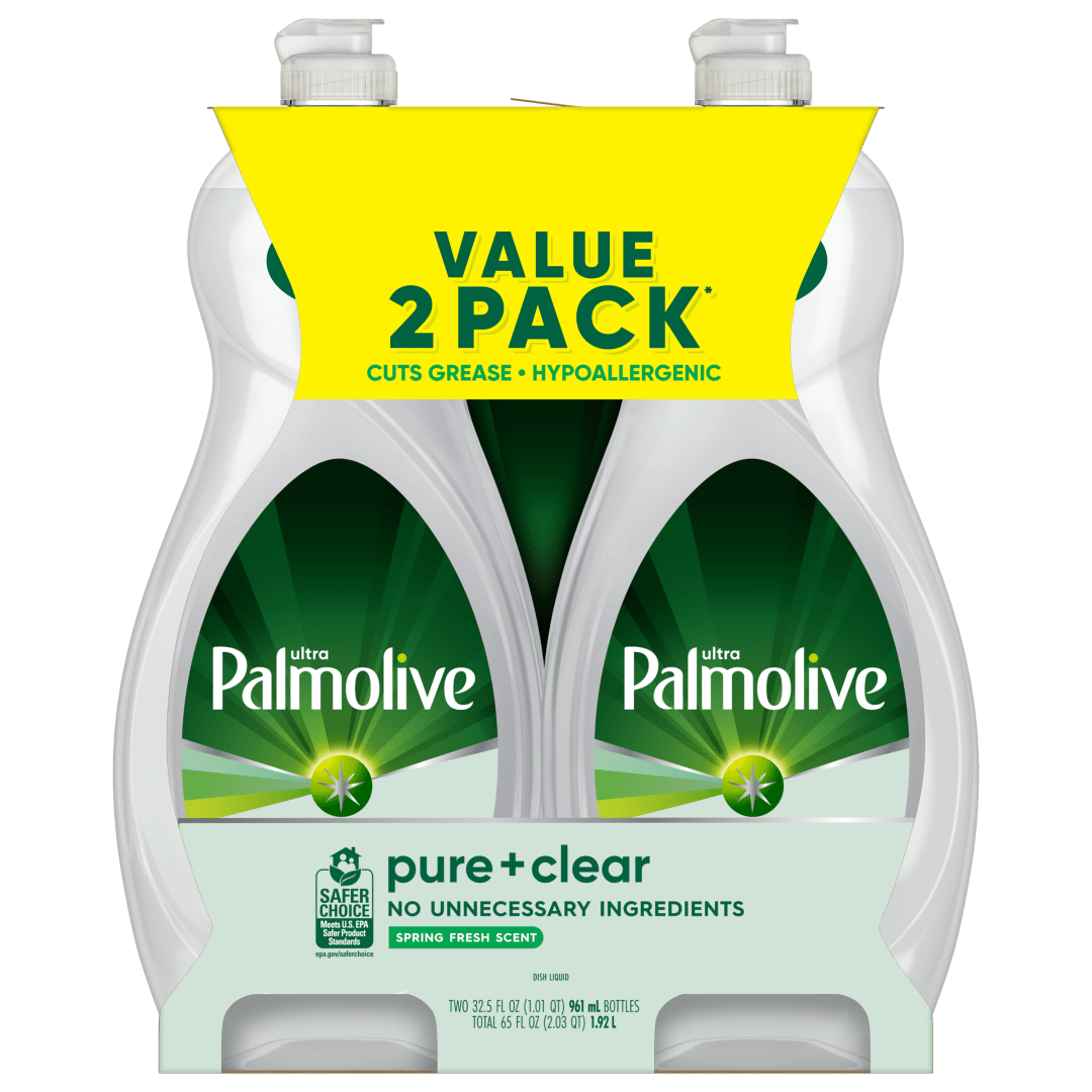 Palmolive Ultra Pure and Clear Liquid Dish Soap, Spring Fresh Scent, Hypoallergenic and Dye Free, 32.5 oz (2 Pack)