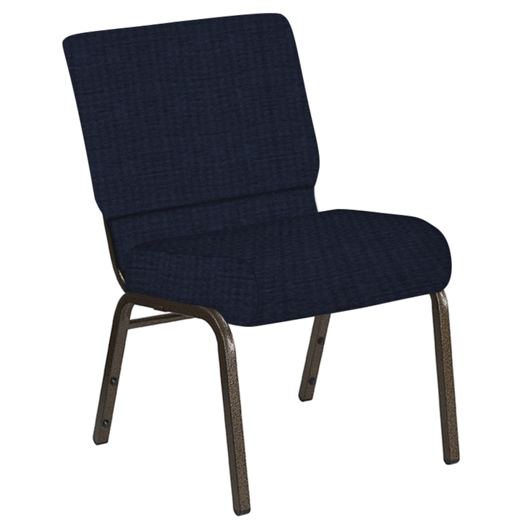 21''W Church Chair in Highlands Navy Fabric - Gold Vein Frame