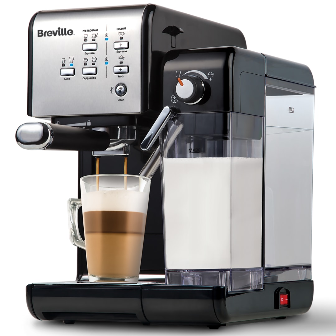 Breville Prima Latte II Espresso | Cafetera para latte y capuchino | Bomba profesional de 15 bares y espumador | Plata [VCF108X]