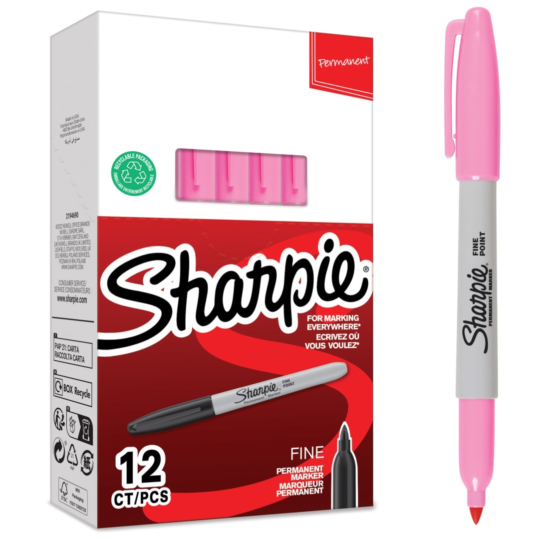 Sharpie® Permanent Markers | Fine Point | Pink | 12 Count