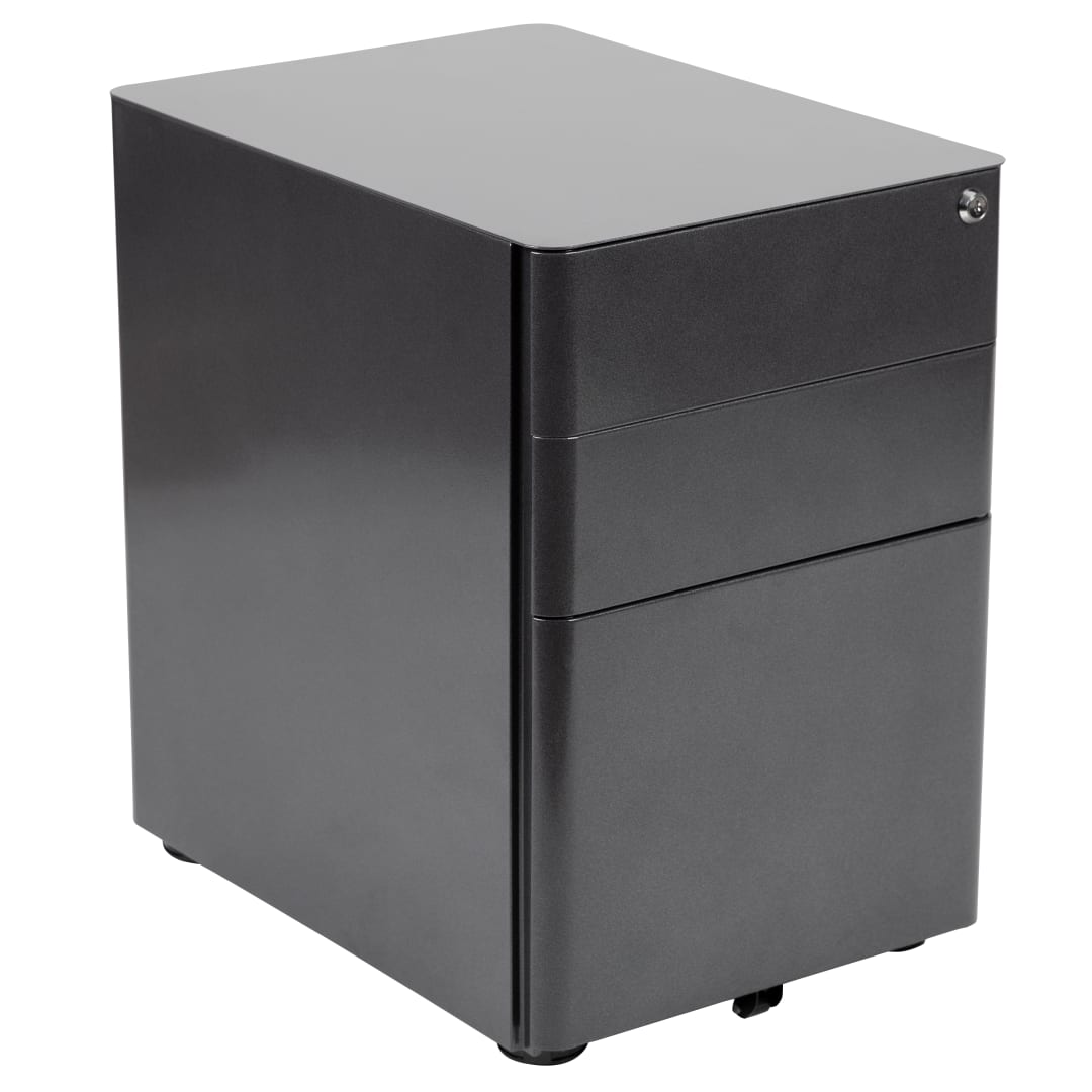 Warner Modern 3-Drawer Mobile Locking Filing Cabinet with Anti-Tilt Mechanism and Hanging Drawer for Legal &amp; Letter Files, Black