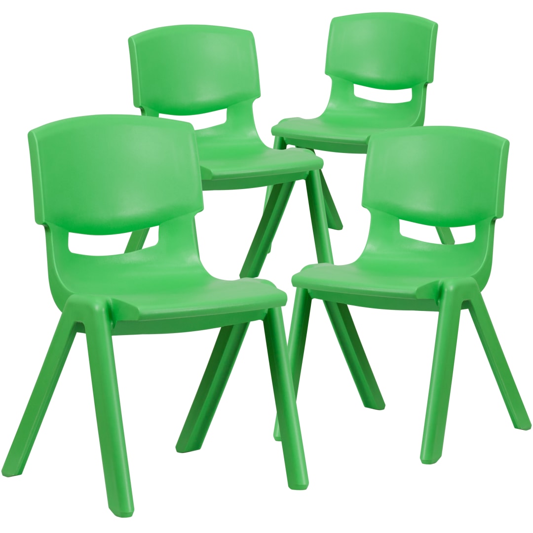 Whitney 4 Pack Green Plastic Stackable School Chair with 15.5'' Seat Height
