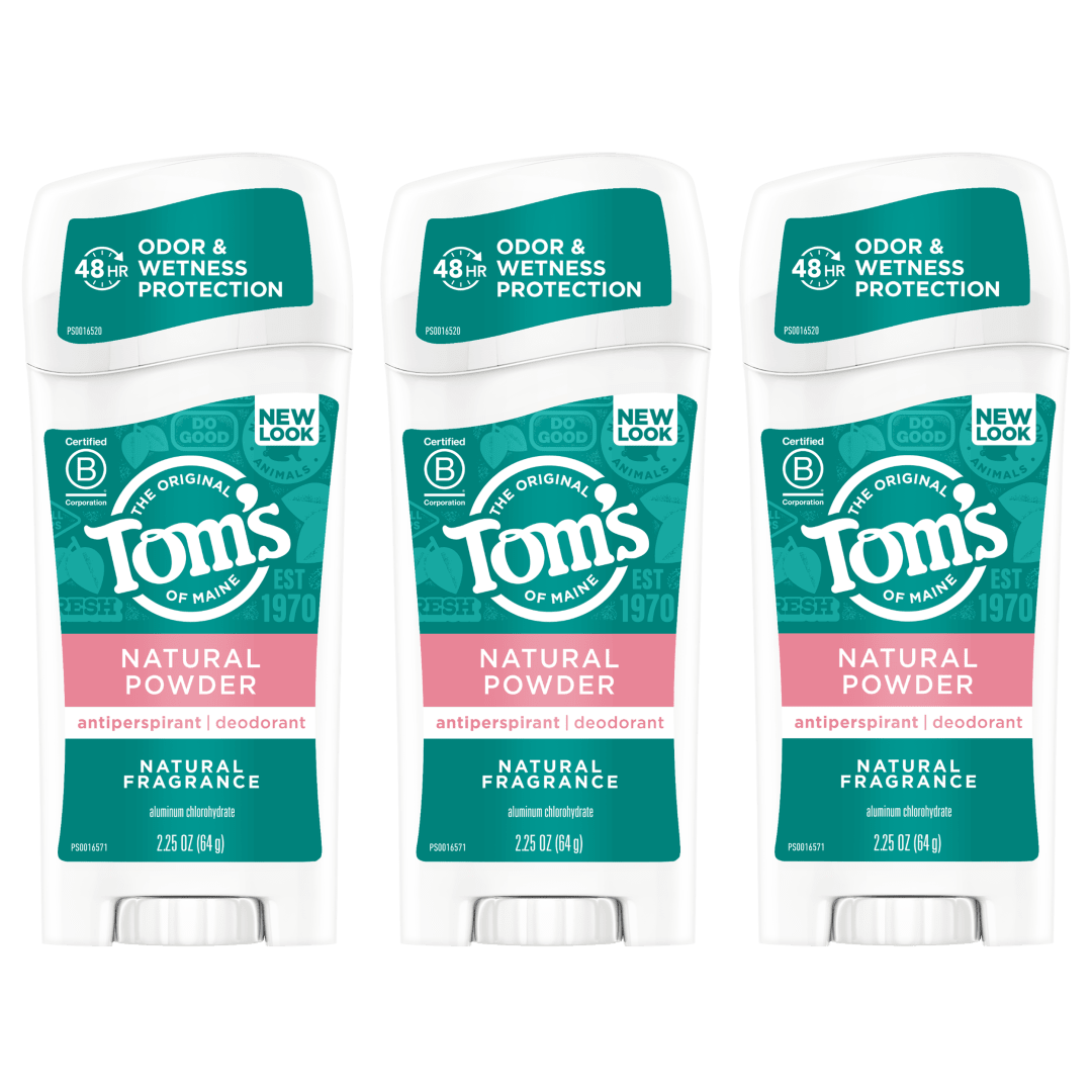 Tom's of Maine Antiperspirant Deodorant for Women, Natural Powder, 2.25 oz. 3-Pack