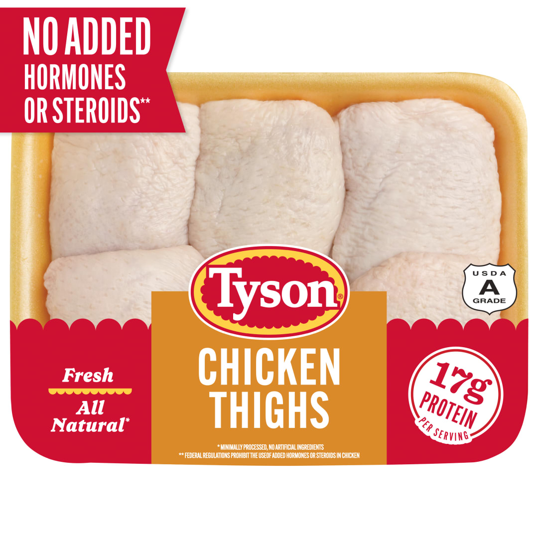 Tyson All Natural, Fresh Chicken Thighs, 1.75 - 2.8 lb Tray