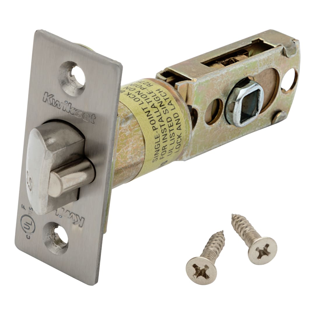 Square Corner UL Deadbolt Latch for Push Button Lever in Satin Nickel Finish