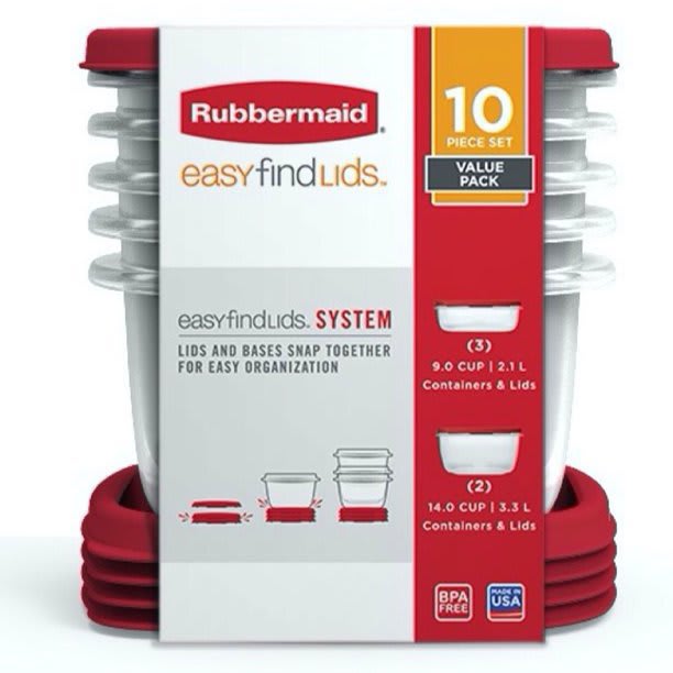 Rubbermaid® EasyFindLids™ Food Storage Containers, 10-Piece Set