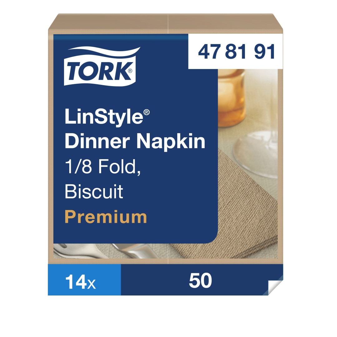 Tork Premium Linstyle® Biscuit Dinner Napkin 1/8 Folded