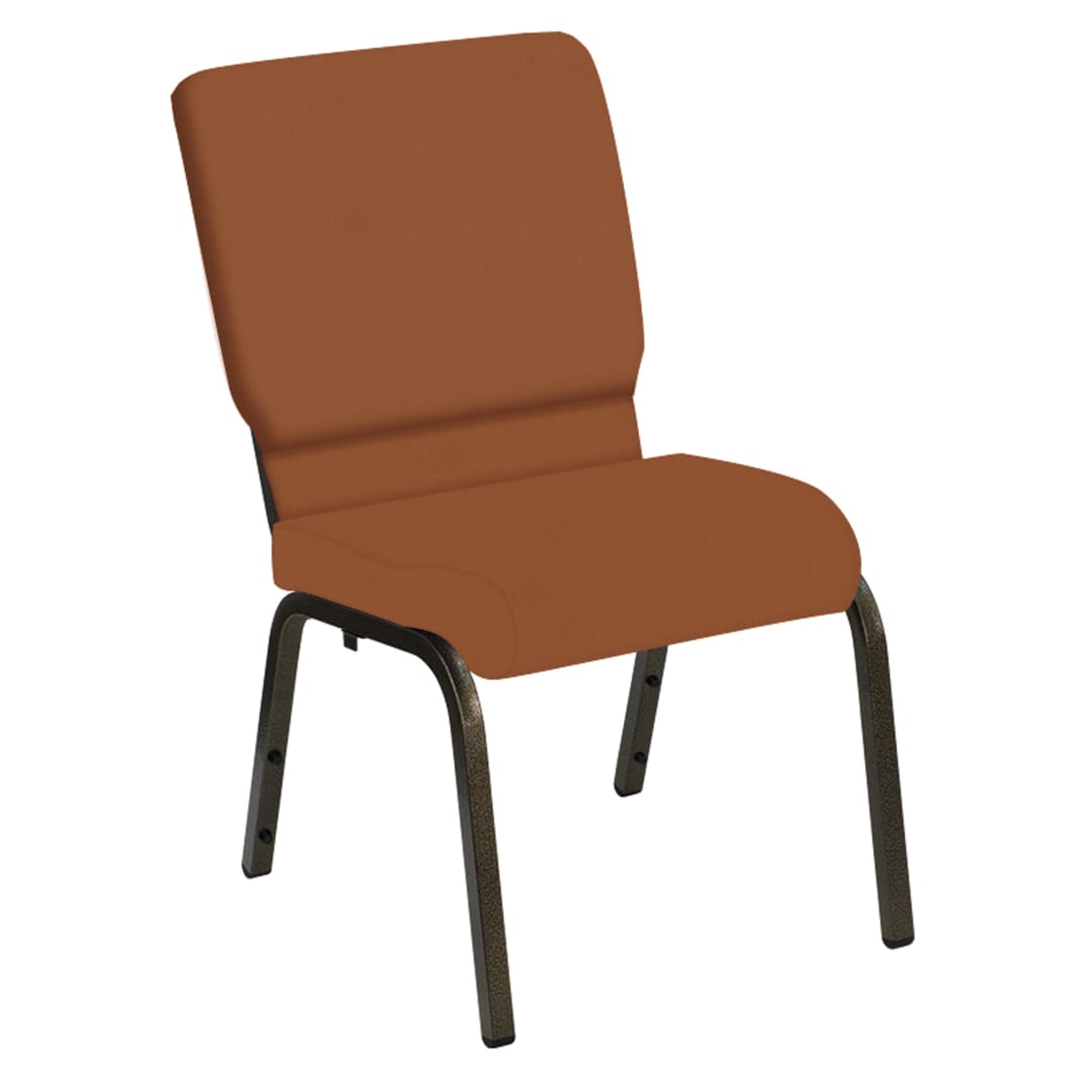 Embroidered HERCULES Series 18.5''W Church Chair in E-Z Wallaby Clay Vinyl - Gold Vein Frame