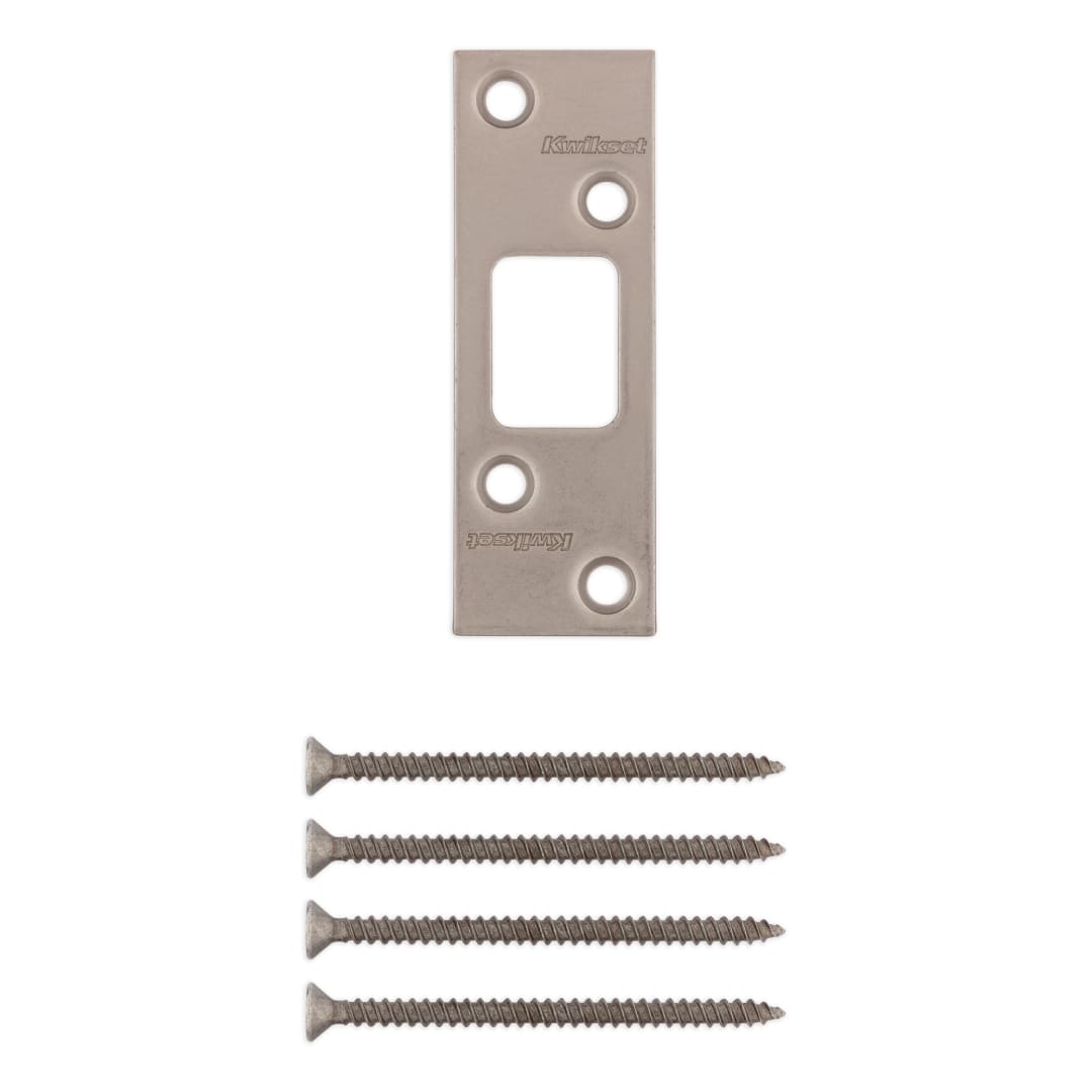 Deadbolt Square Corner Strike, 4-Hole Offset, 1-1/4" x 3-5/8" for Satin Nickel Finish