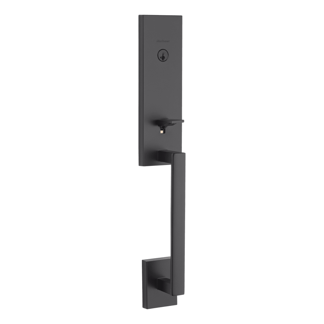 Vancouver Single Cylinder Low Profile Exterior Only Handleset featuring SmartKey Security™ in Matte Black