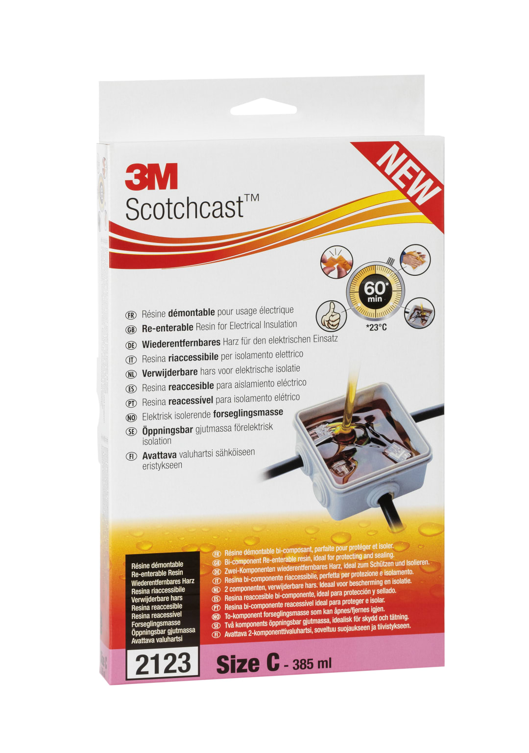 3M™ Scotchcast™ Yeniden Girilebilir Elektrik Yalıtım Reçineleri 2123, Boyut C, 385 ml