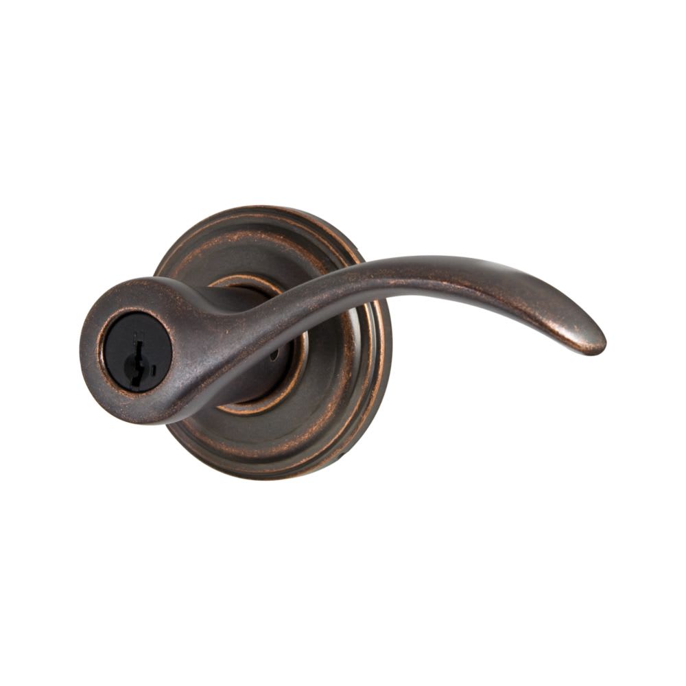 Pembroke Keyed Entry Lever featuring SmartKey Security™ in Rustic Bronze