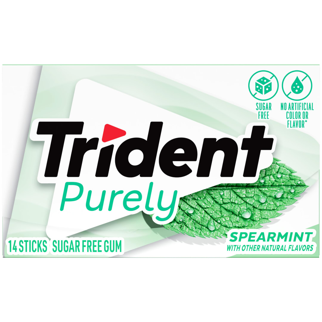 Trident Purely Sugar Free Chewing Gum Spearmint 14 pc Single