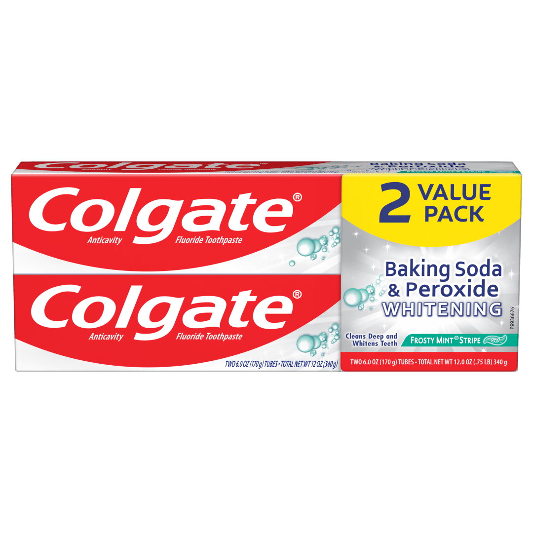Colgate Baking Soda and Peroxide Whitening Toothpaste, Frosty Mint - 6 Ounce (2 Pack)