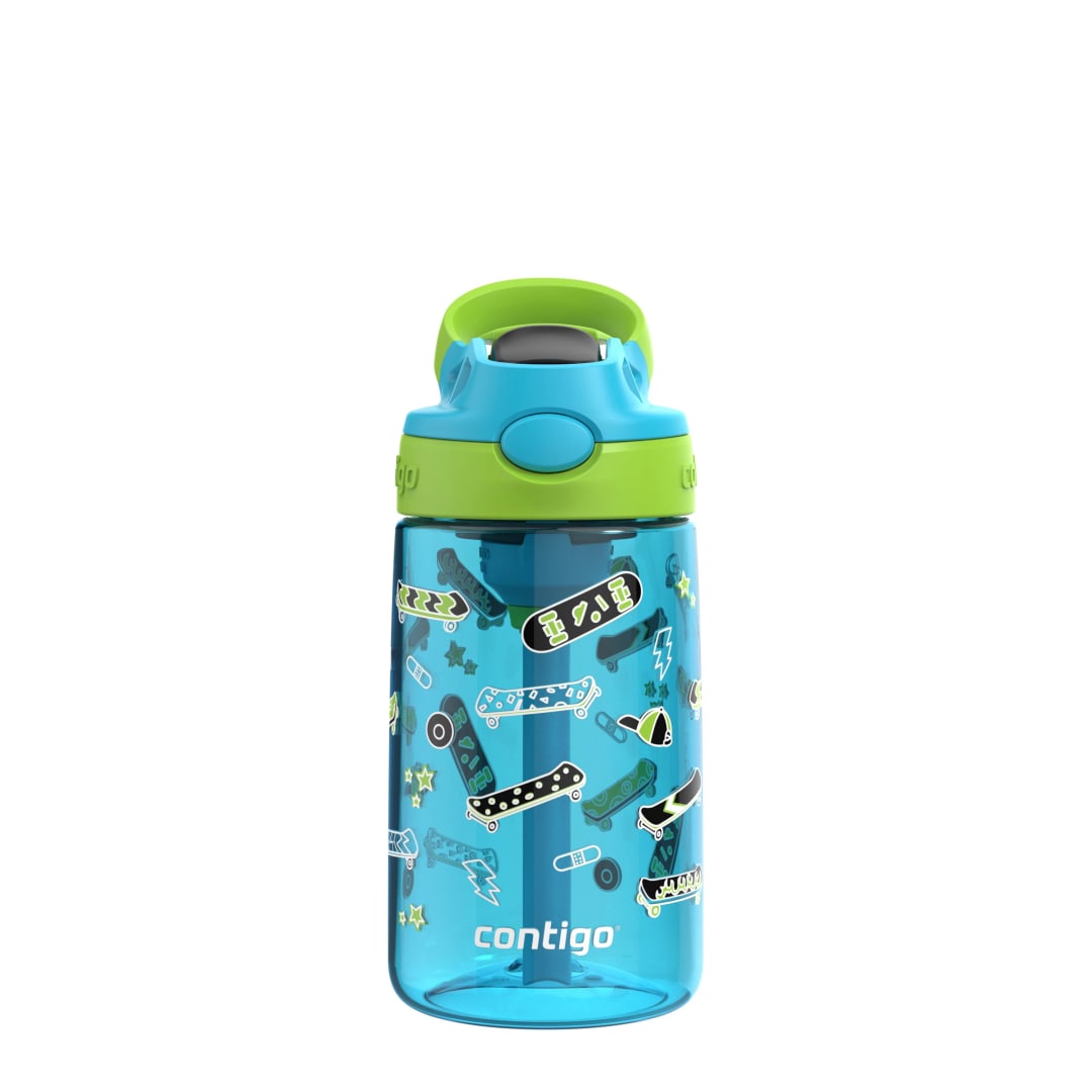 Contigo® Aubrey Leak-Proof Spill-Proof Water Bottle, Blue Raspberry Lime Skater, 14 oz