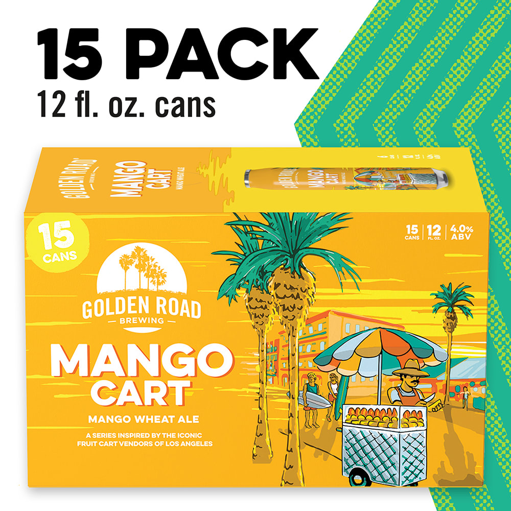 Golden Road Brewing Mango Cart Wheat Ale Craft Beer, 15 Pack Beer, 12 FL OZ Cans