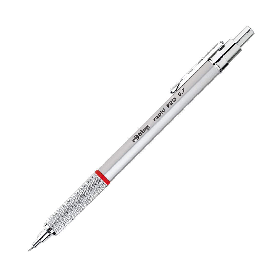 rOtring Rapid Portaminas Pro | Mina HB de 0,7 mm | Menor rotura de mina | Cuerpo metálico completo en cromo plateado