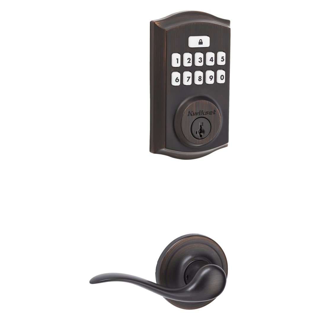SmartCode 260 Traditional Keypad Electronic Deadbolt featuring SmartKey Security™ and Tustin Hall/Closet Lever Combo Pack in Venetian Bronze
