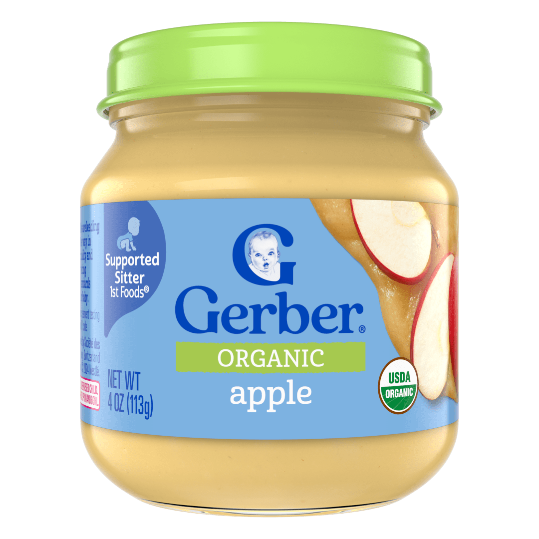 Gerber Stage 1 Baby Food, Organic Apple Jar, Fruit Puree, Non-GMO, Baby Puree