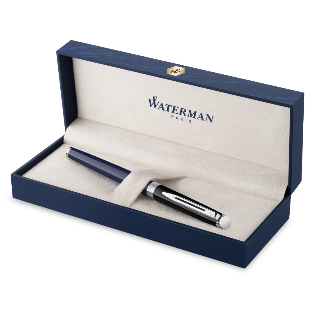 Waterman Hémisphère Bolígrafo roller | lacado negro y azul con adornos de paladio | punta fina | estuche de regalo